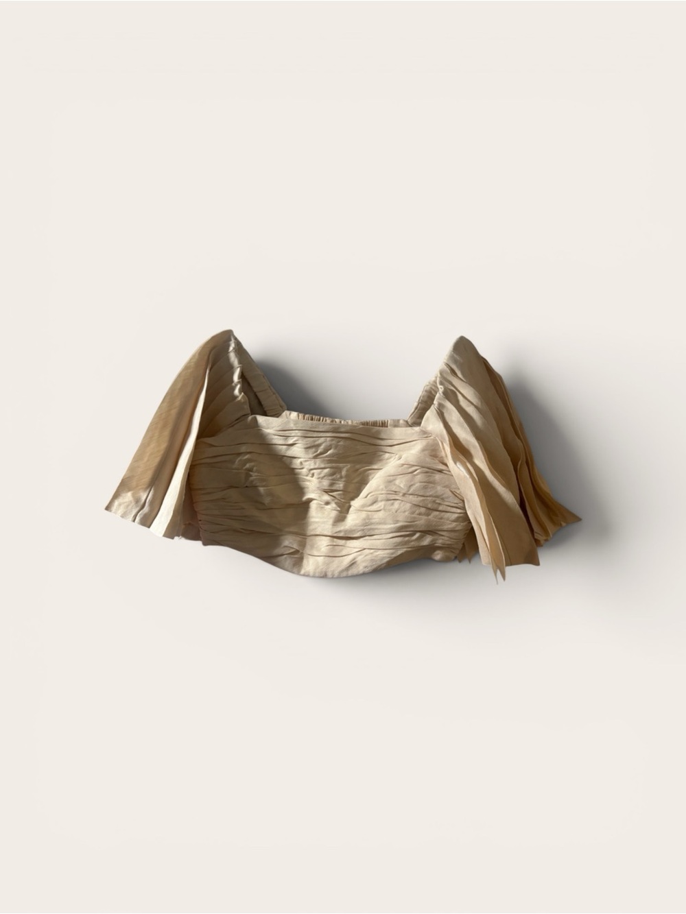 Aje Cari Ruched crop top Coconut cream